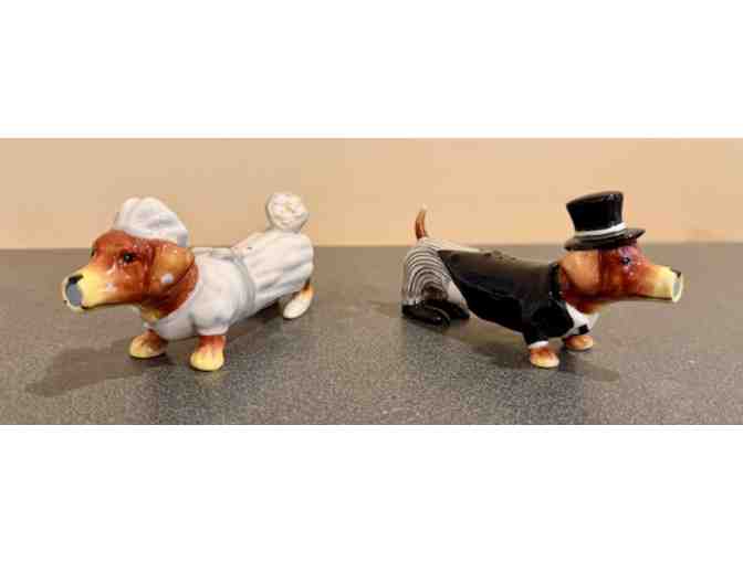 Hot Diggity Dog Dachshund 'Bride & Groom' S/P Shakers #16597 - with box and both tags!
