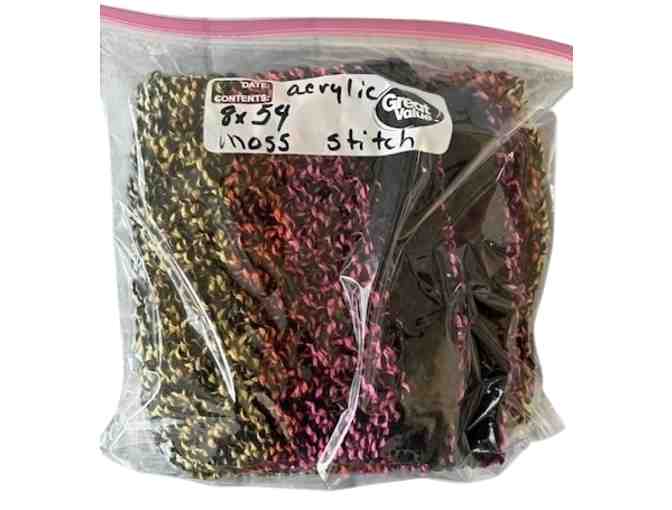 Multi Color Acrylic Handmade Scarf - 8' x 54' Moss Stitch