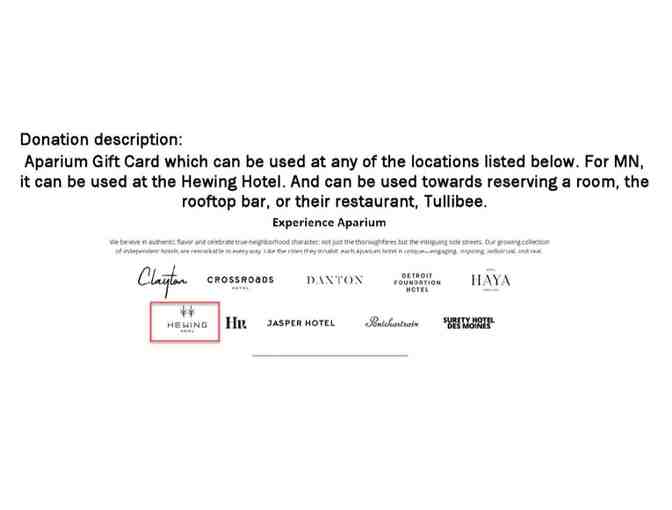 Experience Aparium (various hotels) - Gift card