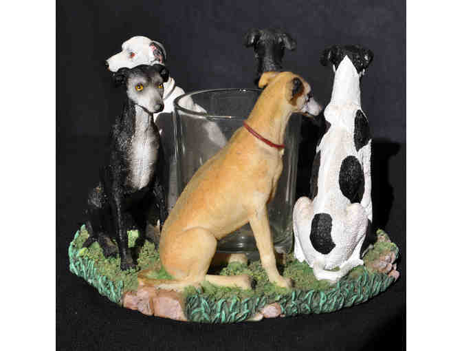Greyhounds (5) Seated in Circle - Resin - Votive Candle Holder by Continental Creations