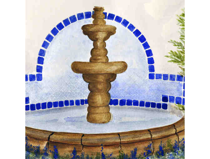Watercolor - Tucson Botanical Garden Fountain  - Matted/Unframed by Marlene Koch
