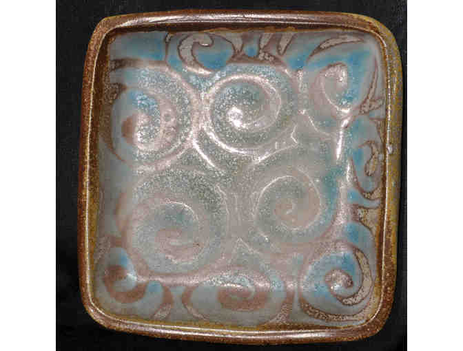Ceramic Dish - Teal and Brown - Handmade