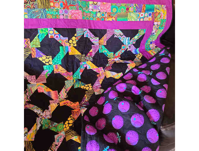 Handmade Jagged X Lap/Throw Quilt - 54' x 62' - Reversible