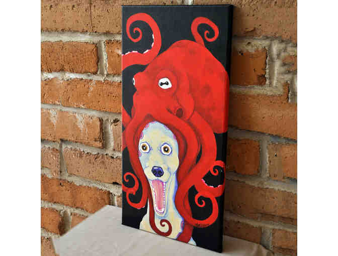 Whimsical Greyhound Giclee Print on Canvas by Courtney Kelly, 'Gotcha!'