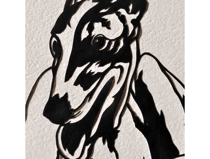 Greyhound - Scissor Cutting, Double Matted/Unframed, By Chuck O'Neal