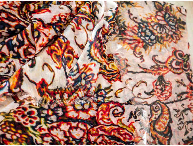 East Indian Inspired Print Scarf - 70' x 190' - Kettey's International Fashion