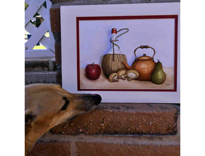 Watercolor - Still Life With Wine - Matted/Unframed by Marlene Koch