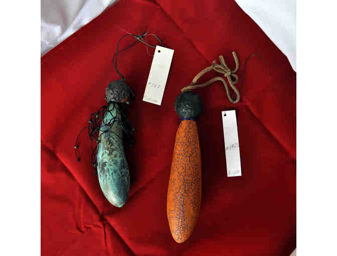 Gourd Ornament Pair - 6' Turquoise and 6 1/2' Copper Girls