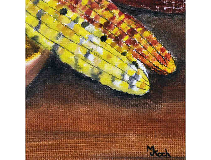 Original Acrylic- Harvest Still Life With Green Vase - Unmatted/Unframed by Marlene Koch