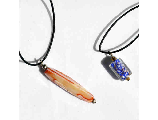 Leather Cord Necklaces with Pendants - Two - 16' Long