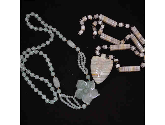 Onyx Beaded Necklaces With Pendants 26' and 30'