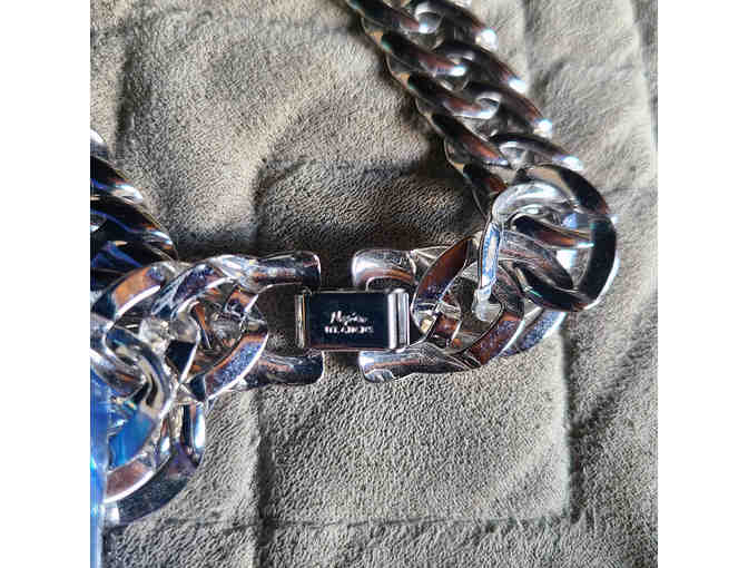 Silver Colored, Large Link Chain and Tear Drop Silver Colored Earrings