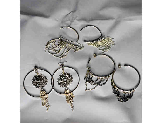 Three Pair of Silver Colored Metal Earrings