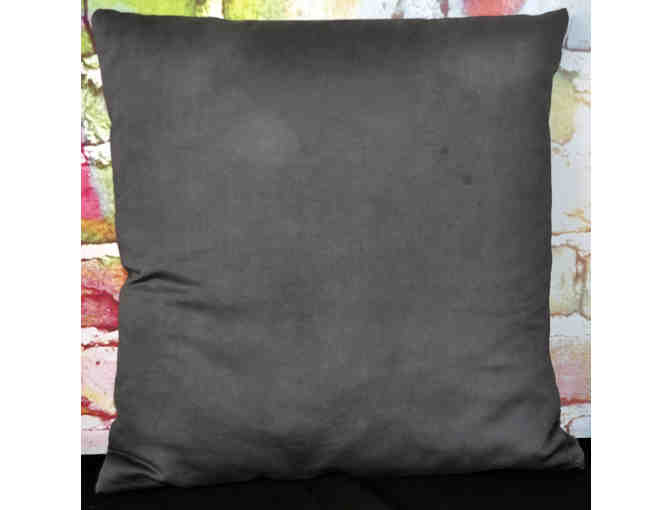 Dark Grey Pillow with Rhinestone Greyhound Design
