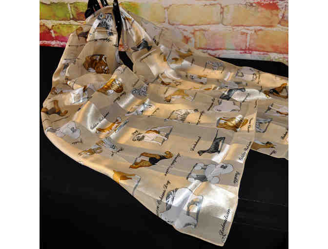 Champagne Striped Scarf with Dogs and Breed Names - Rectangular