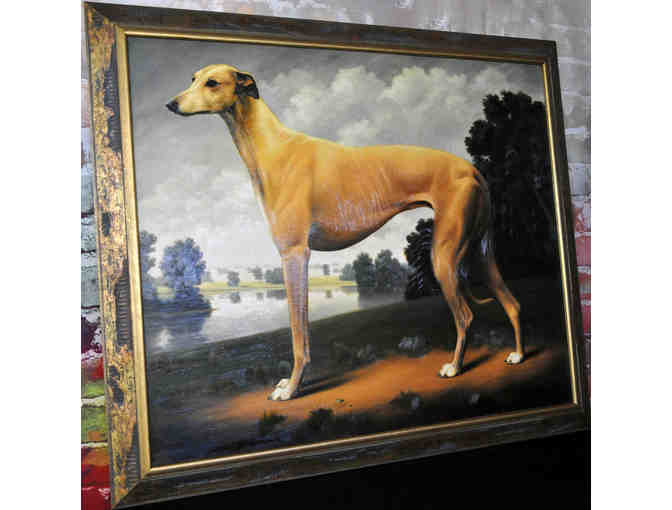Greyhound On A Parkland Landscape by Christine Merrill - Giclee Canvas Print Framed