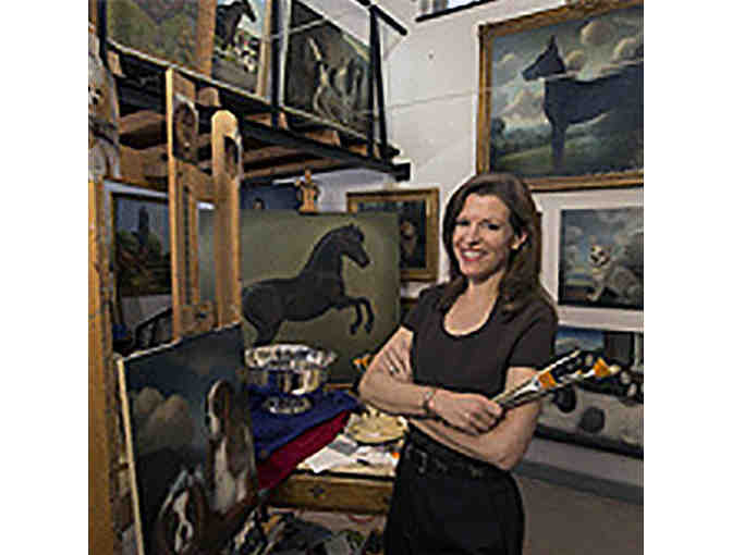 Greyhound On A Parkland Landscape by Christine Merrill - Giclee Canvas Print Framed