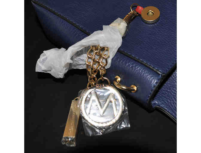 Navy Blue and Red Goldtone Chain Crossbody Bag - MKF Collection