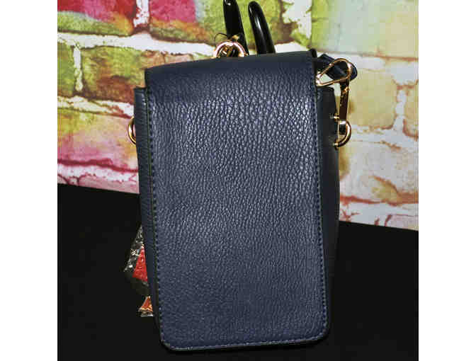 Navy Blue and Red Goldtone Chain Crossbody Bag - MKF Collection