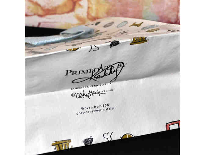 White Market Tote - Blue Web Handles - Dog Design - 'All You Need Is Love And A Dog'