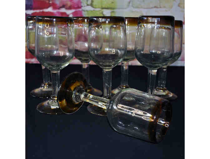 Amber Rim Tulip Wine Glass - 11 oz - Set of 8