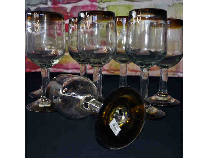 Amber Rim Tulip Wine Glass - 11 oz - Set of 8