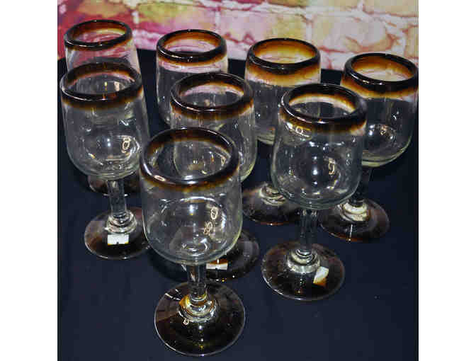 Amber Rim Tulip Wine Glass - 11 oz - Set of 8