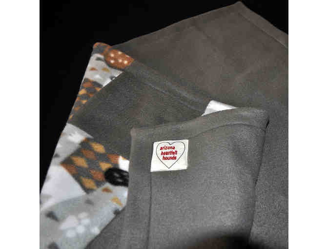 Handmade Lap/Doggie Bed Quilt - Grey with Dog Pattern Squares - Reversable