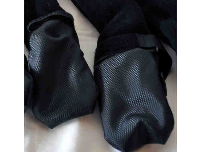 Waterproof Sole, Fleece Top Dog Booties With 2 Velcro Closure Straps - Black