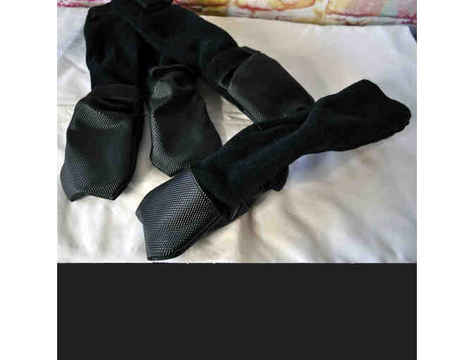 Waterproof Sole, Fleece Top Dog Booties With 2 Velcro Closure Straps - Black