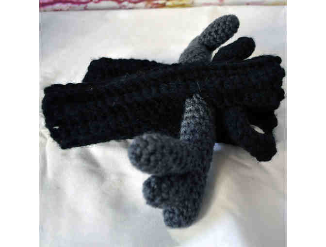 Hand Knit Reindeer Hat - Grey and Black