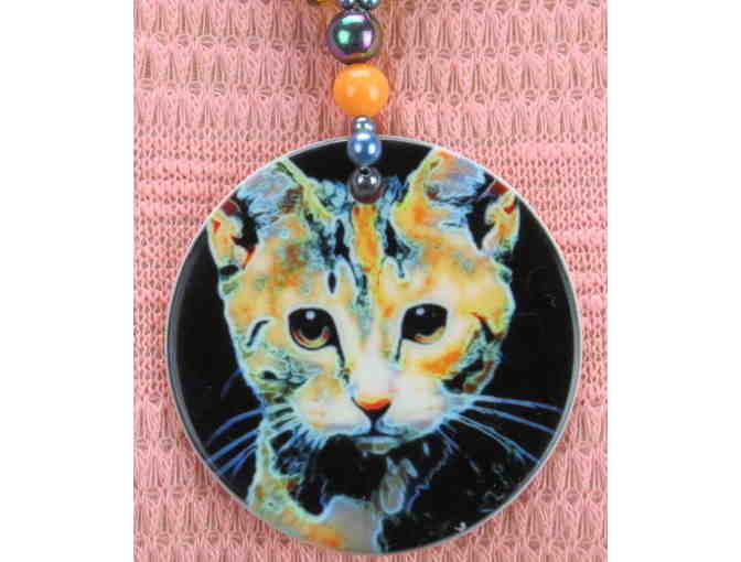 #778: 1/Kind Necklace features Semi Precious Gemstones! Pearls! MOP! PorcelainArt Pendant!