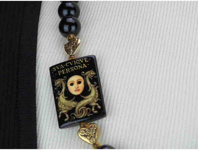 1 UNFORGETTABLE Majestic 1/Kind  Necklace w/'Carnivale' Art Focals, Genuine Black Onyx!