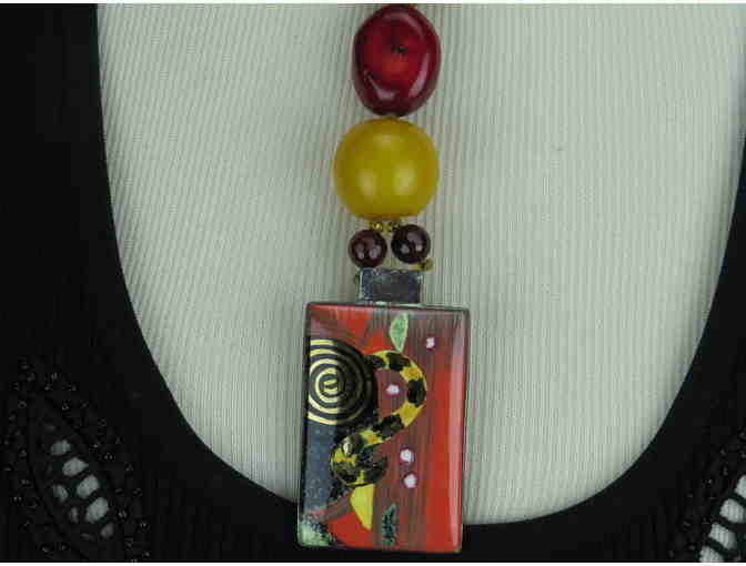 1/KIND~AMBER, JADE, CITRINE, TOPAZ, AND ONYX, AWESOME ART PENDANT!
