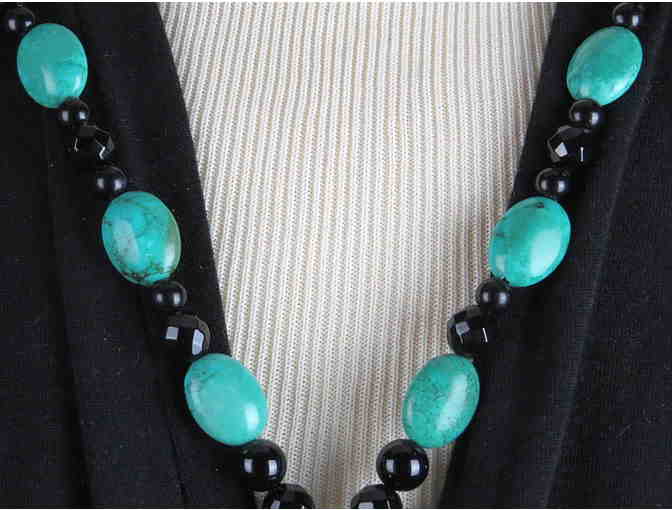Unique Onyx and Magnesite 1/KIND GEMSTONE NECKLACE #425