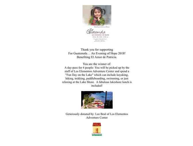 Fun Day on the Lake with Lee Beal   (Lake Atitlan) for 4