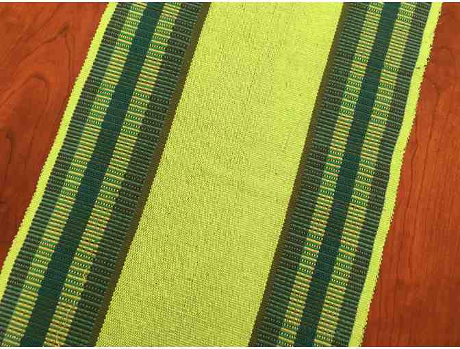 Handwoven and plant-dyed table runner - lime green