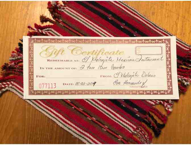 El Molcajete Mexican Restaurant - Delano MN - Gift certificate for 2 two item combo meals