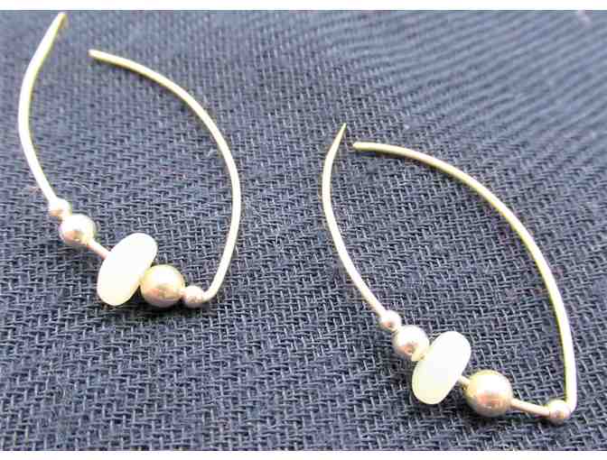 Amazonite Power Earrings with Two Silver Bead Offsets