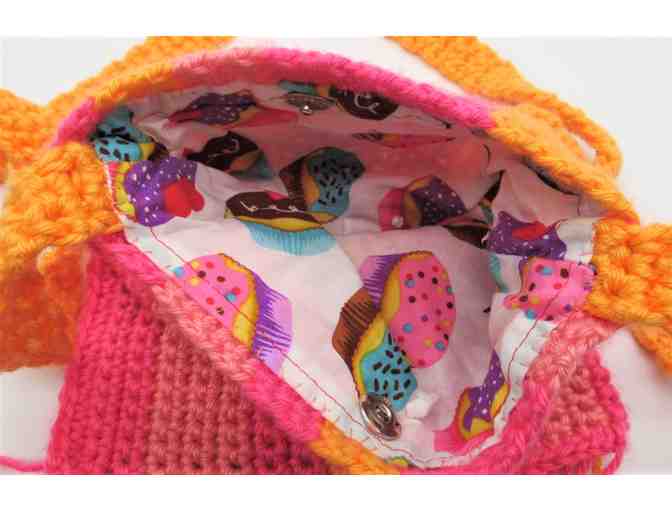 Fabric-Lined Crocheted Handbag