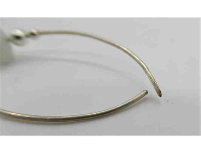 Amazonite Power Earrings with Two Silver Bead Offsets