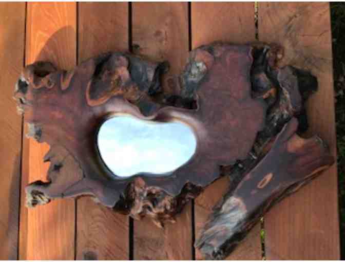 Redwood Burl Wood with Mirror Center