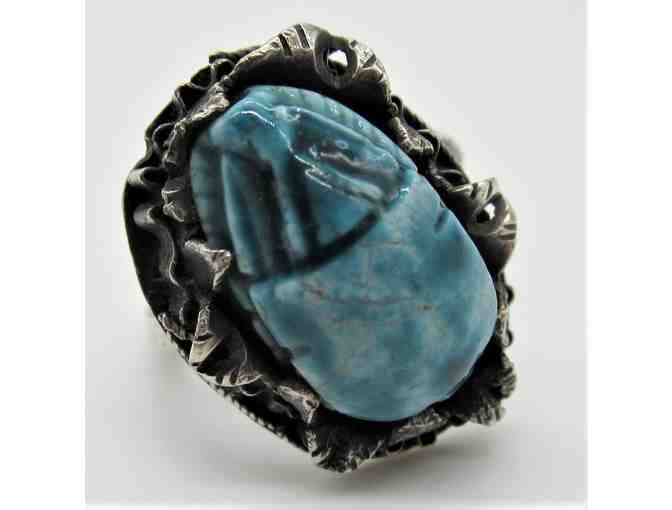 Egyptian-themed Silver Bracelet with Necklace and Ring Set