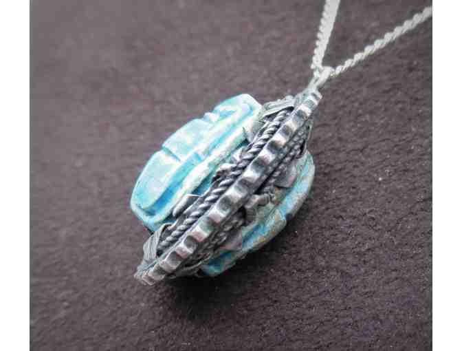 Egyptian-themed Silver Bracelet with Necklace and Ring Set