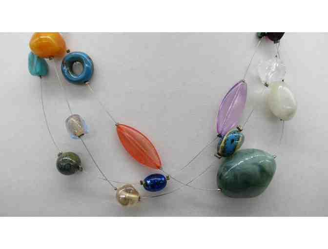 Colorful Beads and Stones Necklace and Earrings