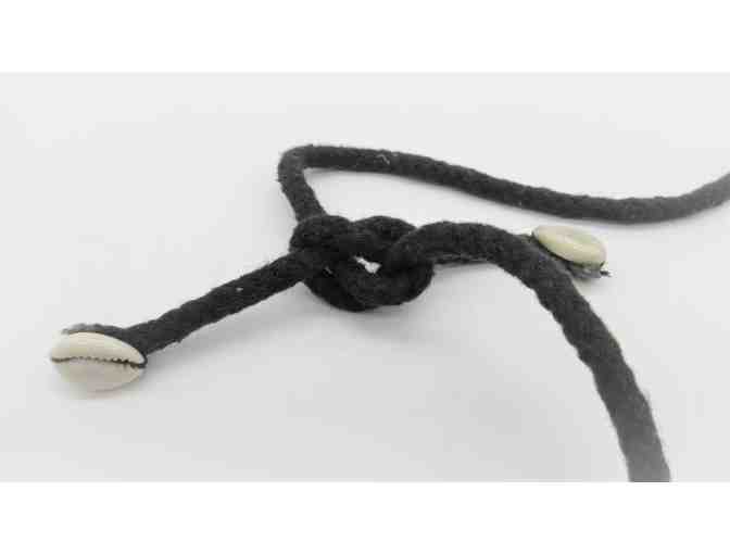 Handmade Necklace of Cowrie Shells, Coral and Black Beads