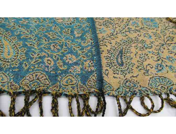 Versatile Teal and Tan Scarf