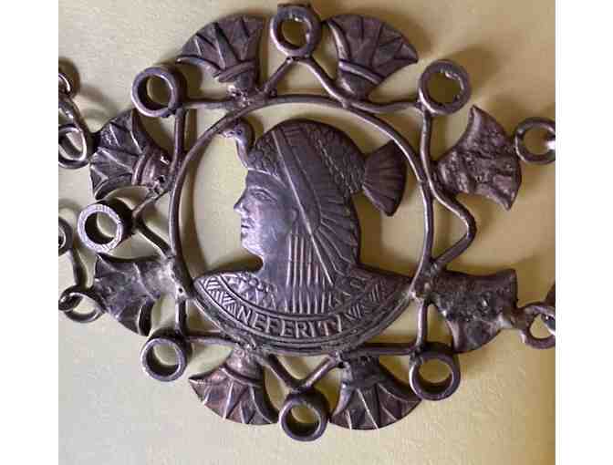 Egyptian-themed Silver Bracelet with Necklace and Ring Set