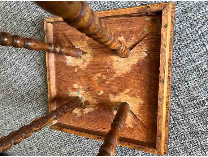 Antique Two Tier Wooden Side Table Plant Stand Turned Bobbin Legs