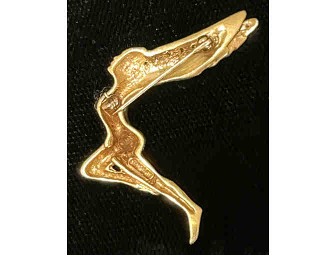 Winged Nymph Art Deco 14k Gold Brooch